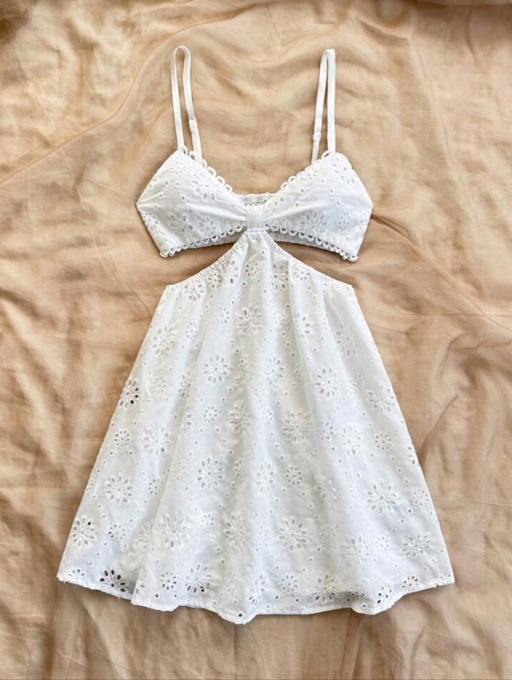 White Eyelet Cutout Sundress Size M